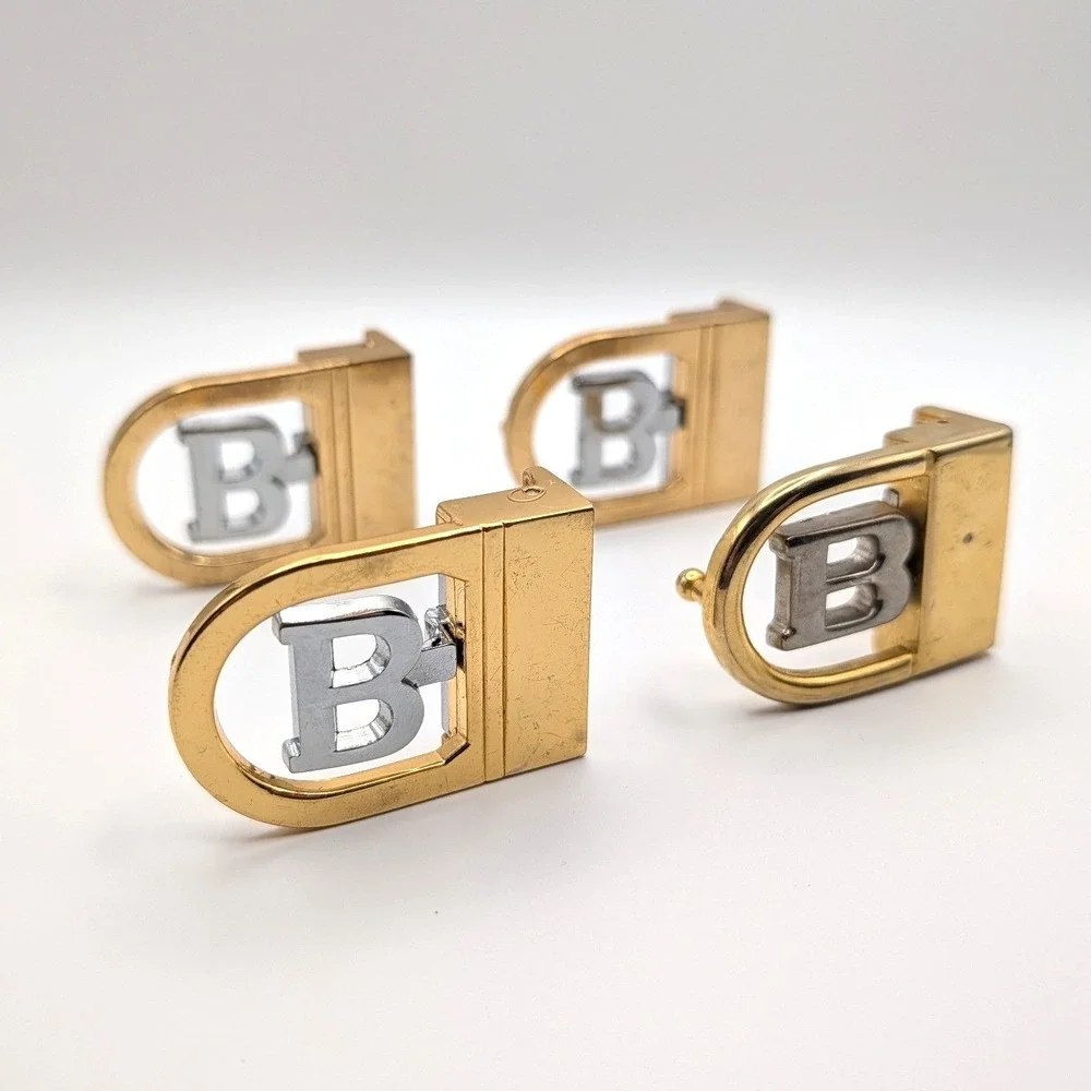 Vintage Initial B Belt Buckles Mixed Metal Gold Silver Tone Logo Set of 4